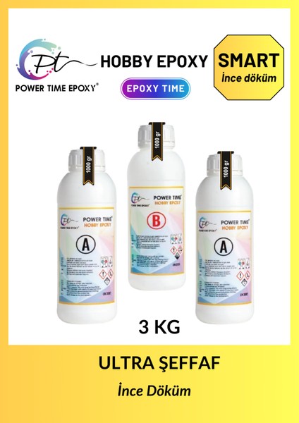 3 kg Hobby Epoxy Smart/ Ultra Şeffaf ve Parlak Epoksi Ince Döküm Hobi Epoksi Reçine 3 kg