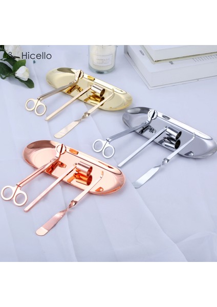 Altın Tarzı 4 Parça Mum Aksesuar Seti Kapatıcı Kırpıcı Kanca Tepsi Paslanmaz Çelik Fitil Tutucu Dipçik Ev Dekorasyon Altın Gümüş Bronz (Yurt Dışından) modelleri