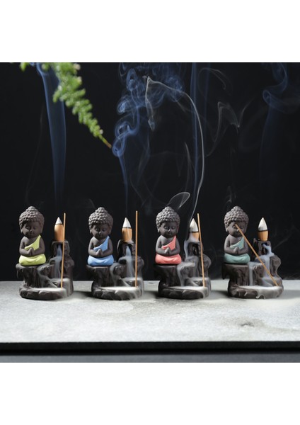 Sarı Stil Buharlı Fırın Tutucu Ev Bahçe Küçük Buddha Tütsü Konisi Little Monk Buddha Şelale Geri Akış Ocak Tutucu Seramik Dekor (Yurt Dışından) fiyatları
