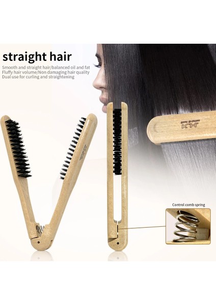 Profesyonel Berber Ahşap Saplı V Tipi Saç Düzleştirici Tarak Çift Fırçalar Kuaförlük Tarağı Anti-Statik Şekillendirme Araçları Renk: 499-K (Yurt Dışından) fiyatları