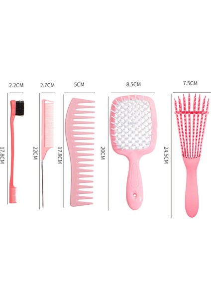 5 Adet/takım Dolaşık Açıcı Fırça Seti Saç Derisi Masaj Saç Tarak Çift Kenar Fırça Kıvırcık/düz/ıslak/kuru/uzun/kısa Saçlar Için Şekillendirici Tarakrenk: Pembe Takım Elbise (Yurt Dışından) modelleri