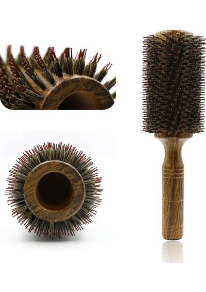 Profesyonel Salon Saç Tarak 80MM Ahşap Yuvarlak Saç Fırçası Rulo Kuaför Taraklar Domuzu Kıl Kıvırcık Saç Fırçası Doğrultma Fırçası Renk: 47MM Bej (Yurt Dışından) fiyatları