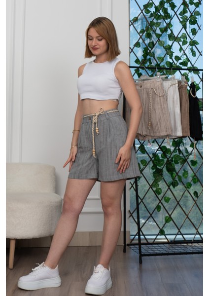 Keten Viskon Pileli Kısa Şort 30277 modelleri