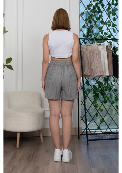 Keten Viskon Pileli Kısa Şort 30277 fırsatları