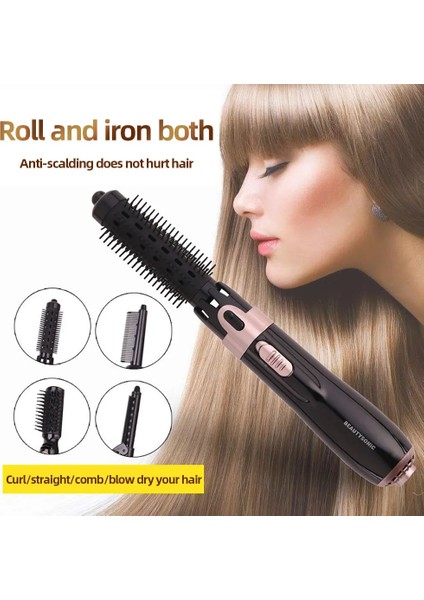 Çok Fonksiyonlu Elektrikli Saç Kurutma Makinesi 4'ü 1 Arada Profesyonel Saç Düzleştirme Fırçası Taşınabilir Kıvırma Tarak Saç Kurutma Makinesi Üfleyici Fiş Standardı Us (Yurt Dışından) modelleri