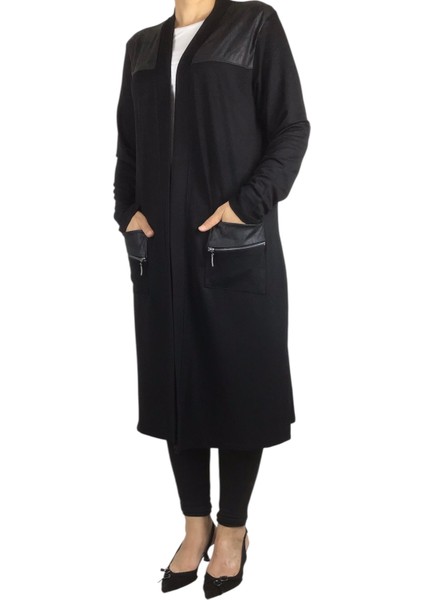 Kadın Önü Desenli Derili Bedenli Kristal Penye Hırka fiyatları