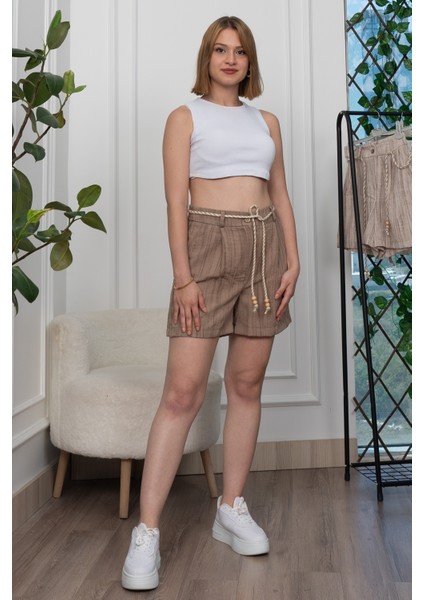 Keten Viskon Pileli Kısa Şort 30277 fırsatları