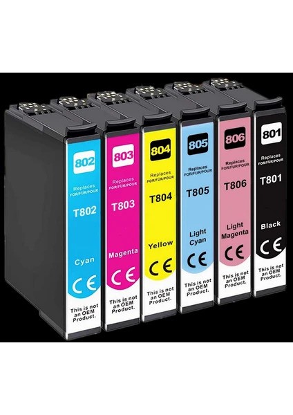 Stylus Photo PX810FW Uyumlu 6 Renk Muadil Kartuş Seti T0801-T0802-T0803-T0804-T0805-T0806