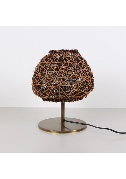 Mylamp Afrika 25X30 Cm. Rattan Masa Lambası (Eskitme Ayaklı)