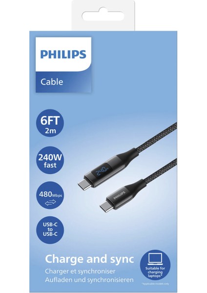 DLC4583C/00 240W LED Ekranlı Usb-C To Usb-C Şarj Kablosu 2 Metre Siyah fiyatları