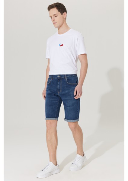 Slim Fit Dar Kesim Pamuklu Esnek Denim Şort modelleri