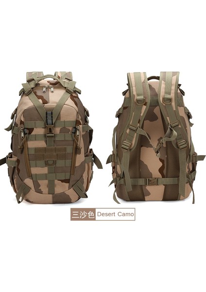 Yürüyüş Kros Kamp Seyahat Sırt Çantası Kamuflaj Açık Taktik Sırt Çantası Üç Kum Rengi (Yurt Dışından)