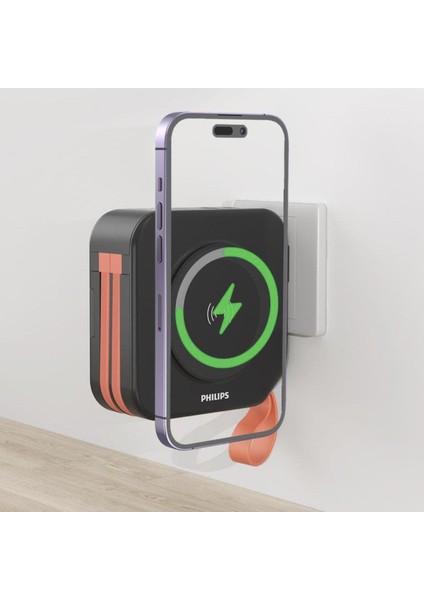 DLP4347CB/00 Çok Fonksiyonlu Standlı 10.000 Mah Dahili Usb-C ve Lightning Kablolu Magsafe Hızlı Şarj Powerbank 1xusb-A, 1xusb-C, Seyehat Duvar Şarj Cihazı, Siyah fırsatları