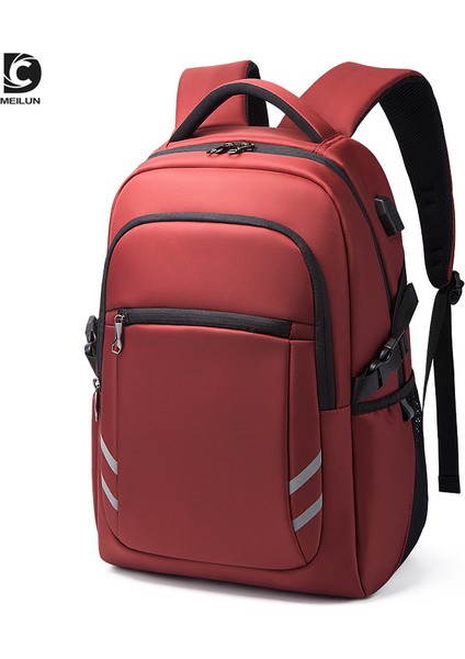 Erkek Sırt Çantasıusbsu Geçirmez Büyük Kapasiteli Iş Bilgisayarı Çantası Kırmızı (Yurt Dışından)