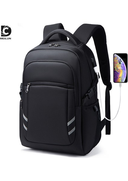 Erkek Sırt Çantasıusbsu Geçirmez Büyük Kapasiteli Iş Bilgisayarı Çantası Siyah (Yurt Dışından)