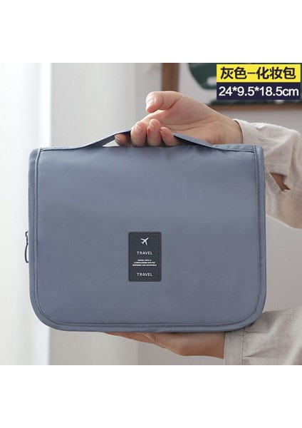 Kozmetik Çantası, Taşınabilir Makyaj Çantası, Büyük Kapasiteli Kanca Çantası Gri (Yurt Dışından)