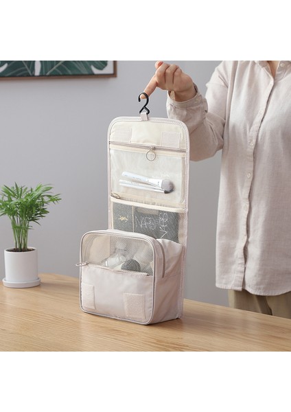 Kozmetik Çantası, Taşınabilir Makyaj Çantası, Büyük Kapasiteli Kanca Çantası Gri (Yurt Dışından) fiyatları