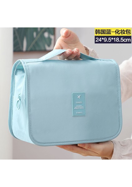 Kozmetik Çantası, Taşınabilir Makyaj Çantası, Büyük Kapasiteli Kanca Çantası Açık Mavi (Yurt Dışından)