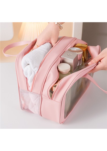 Çift Katmanlı Büyük Kapasiteli Taşınabilir Kozmetik Çantası Seyahat Saklama Çantası Mavi Büyük (Yurt Dışından) fiyatları