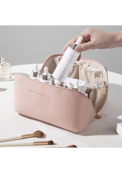 Peluş Taşınabilir Kozmetik Çantası Büyük Kapasiteli Seyahat Saklama Çantası Kahve (Yurt Dışından) modelleri