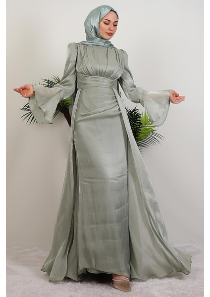 Kolu Volanlı Yoryo Elbise Mint fiyatları