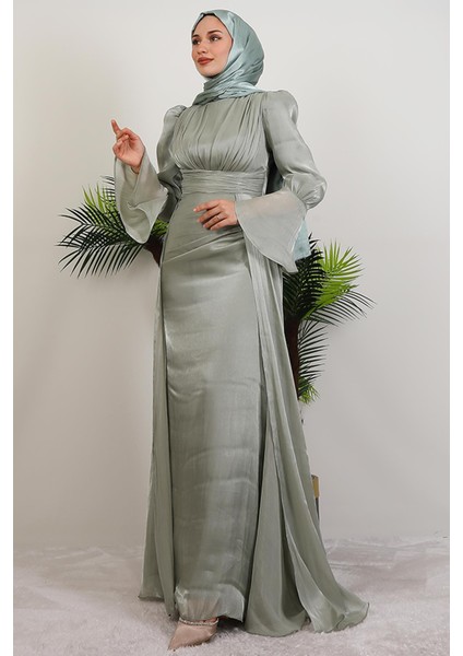 Kolu Volanlı Yoryo Elbise Mint modelleri