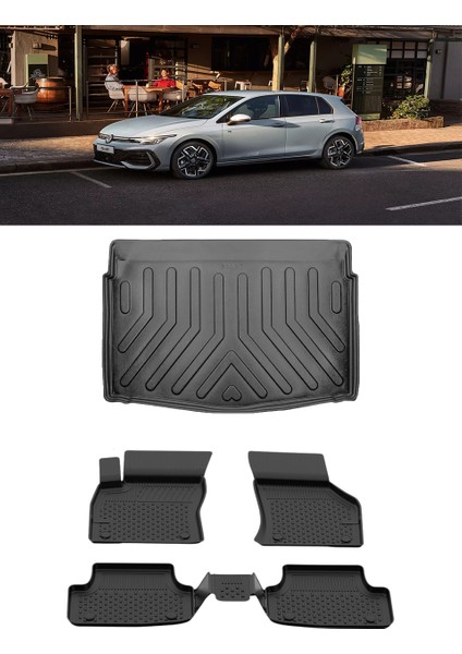 Volkswagen Golf 8-8.5 Manuel 2021 ve Sonrası 4.5d Paspas 3D Rizline Alt Bagaj Havuzu