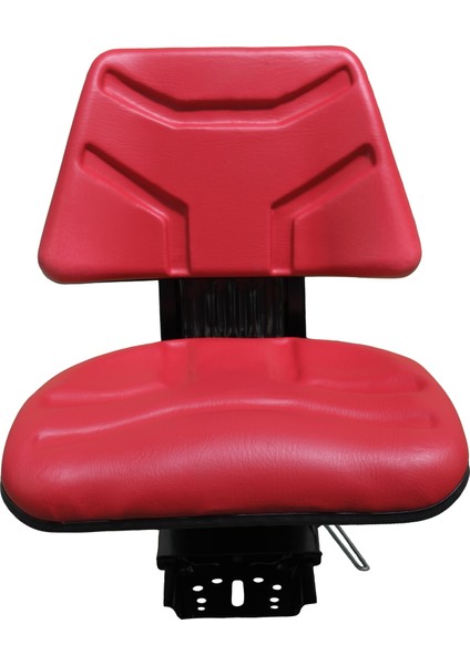 Kırmızı PM 210 Düz Arkalıklı Ileri Geri Kızak Ayarlı Traktör Koltuğu Montaj Eldiveni Hediyeli - Kırmızı