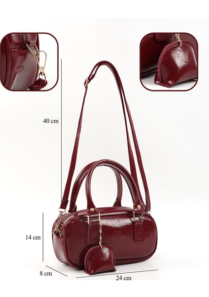 Kırışık Dokulu Bordo SHK207 Suni Deri Charm Detaylı Fermuarlı ,askılı El, Kol ve Omuz Çantası fırsatları