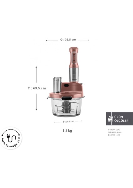 Mastermaid Prosteel Cam Mutfak Robotu Uzun Blender Ayaklı 6 Bıçaklı 2500 W Rosegold fiyatları
