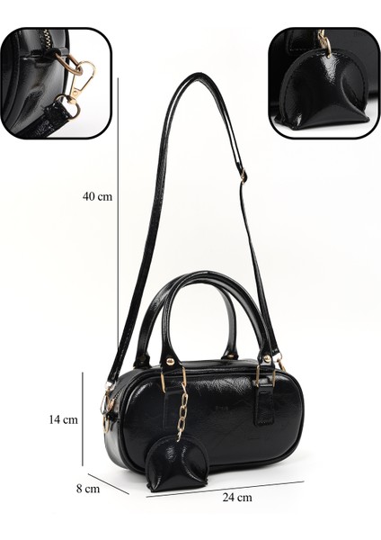 Kırışık Dokulu Siyah SHK207 Suni Deri Charm Detaylı Fermuarlı ,askılı El, Kol ve Omuz Çantası fırsatları