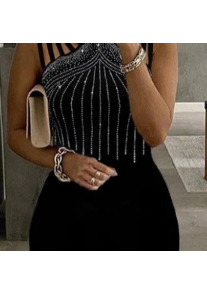 Kadın Omuz Çoklu Askılı Önü Taş Işlemeli Balık Kesim Janjan Krep Maxi Boy Elbise fiyatları