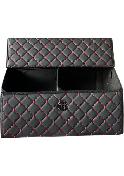 Deri Oto Bagaj Çanta Kapitone – Kırmızı Dikişli-Siyah modelleri