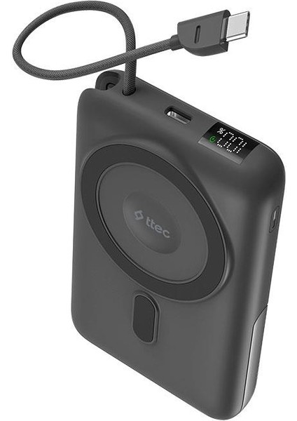 Recharger M LCD 10.000MAH Magsafe Uyumlu Pd 20W Usb-C Dahili Kablolu Stantlı Taşınabilir Hızlı