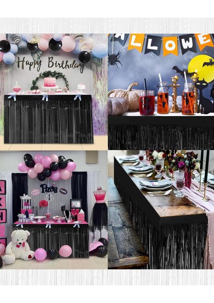 Metalize Parti Masa Eteği Masa Süsü Siyah modelleri