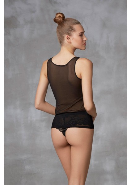 9390 BAYAN POLYAMİD TRANSPARAN SİYAH ATLET fiyatları