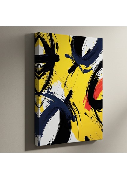 Soyut Sarı Mavi Tuval Tablosu