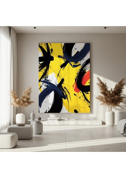 Soyut Sarı Mavi Tuval Tablosu fırsatları