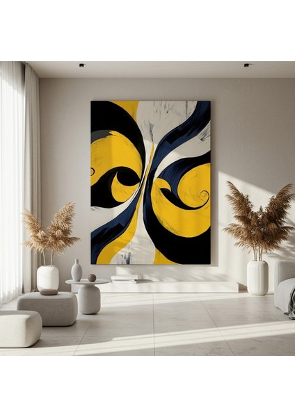 Sarı ve Mavi Soyut Tasarım Tablosu fırsatları