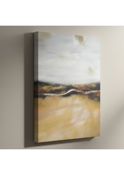 Soyut Altın ve Krem Tonlarında Modern Sanat Tablosu