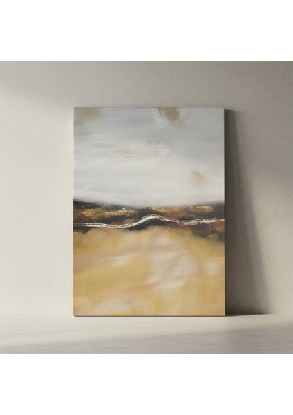 Soyut Altın ve Krem Tonlarında Modern Sanat Tablosu fiyatları