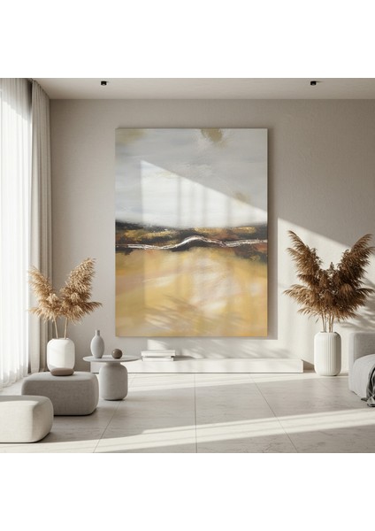 Soyut Altın ve Krem Tonlarında Modern Sanat Tablosu fırsatları