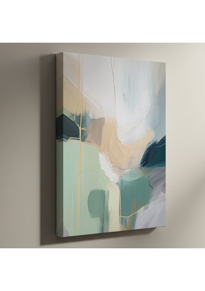 Soyut Yeşil ve Gold Detaylar Tablosu