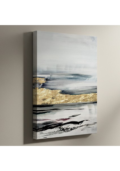 Altın Varaklı Soyut Manzara Tablosu