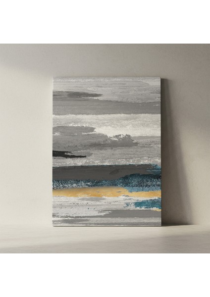 Soyut Gri, Mavi ve Altın Dokulu Tablo fiyatları