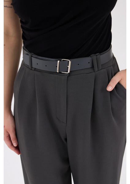 Antrasit Çift Pile Detay Kemerli Kadın Pantolon 5009 fırsatları