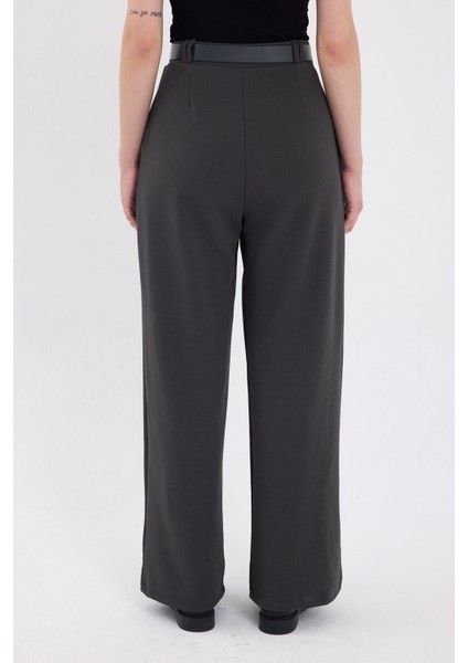 Antrasit Çift Pile Detay Kemerli Kadın Pantolon 5009 indirimleri