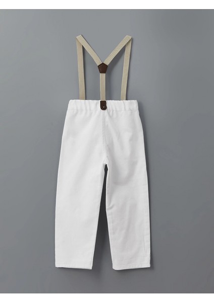 Lcw Kids Beyaz Beli Lastikli Askılı Erkek Çocuk Pantolon fiyatları