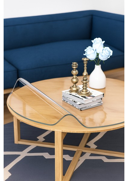 Dekoratif Yuvarlak Şeffaf Masa Örtüsü | 1,5 mm Kalın Pvc Kaymaz Sofra Bezi