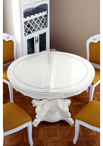 Dekoratif Yuvarlak Şeffaf Masa Örtüsü | 1,5 mm Kalın Pvc Kaymaz Sofra Bezi fırsatları